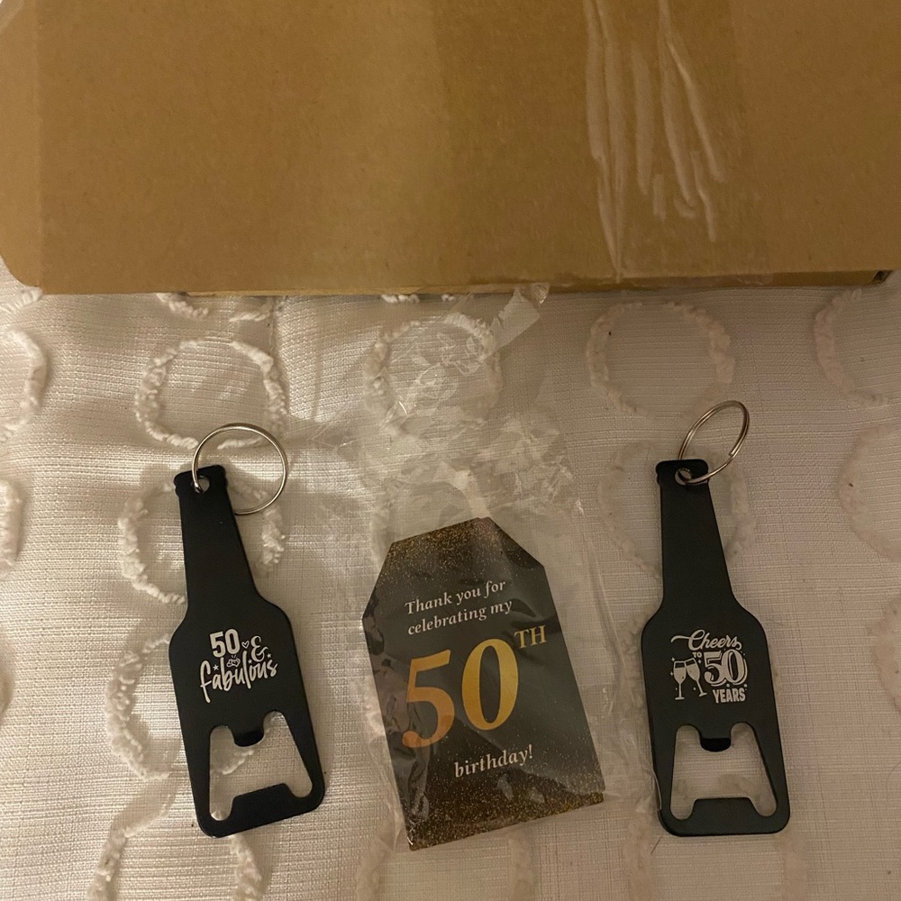 Black and Gold 50th Birthday Bottle Opener Set